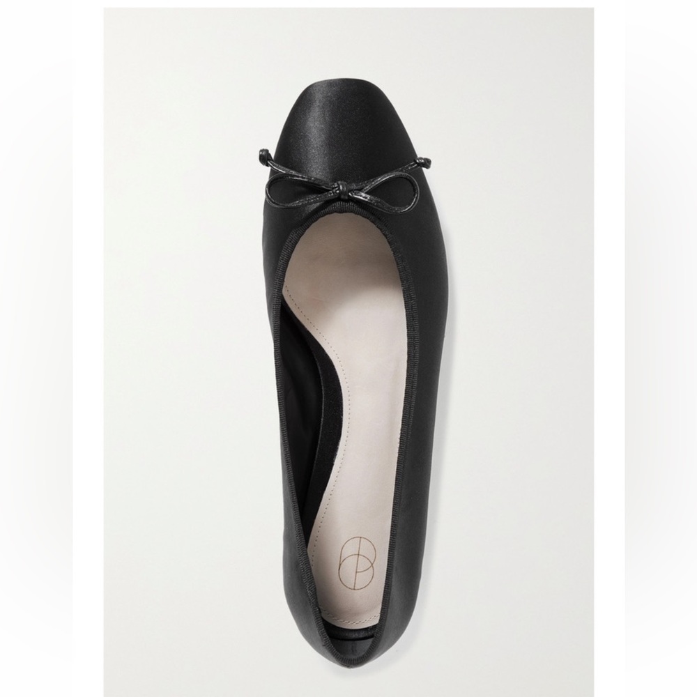 Black Satin Bow Flats
